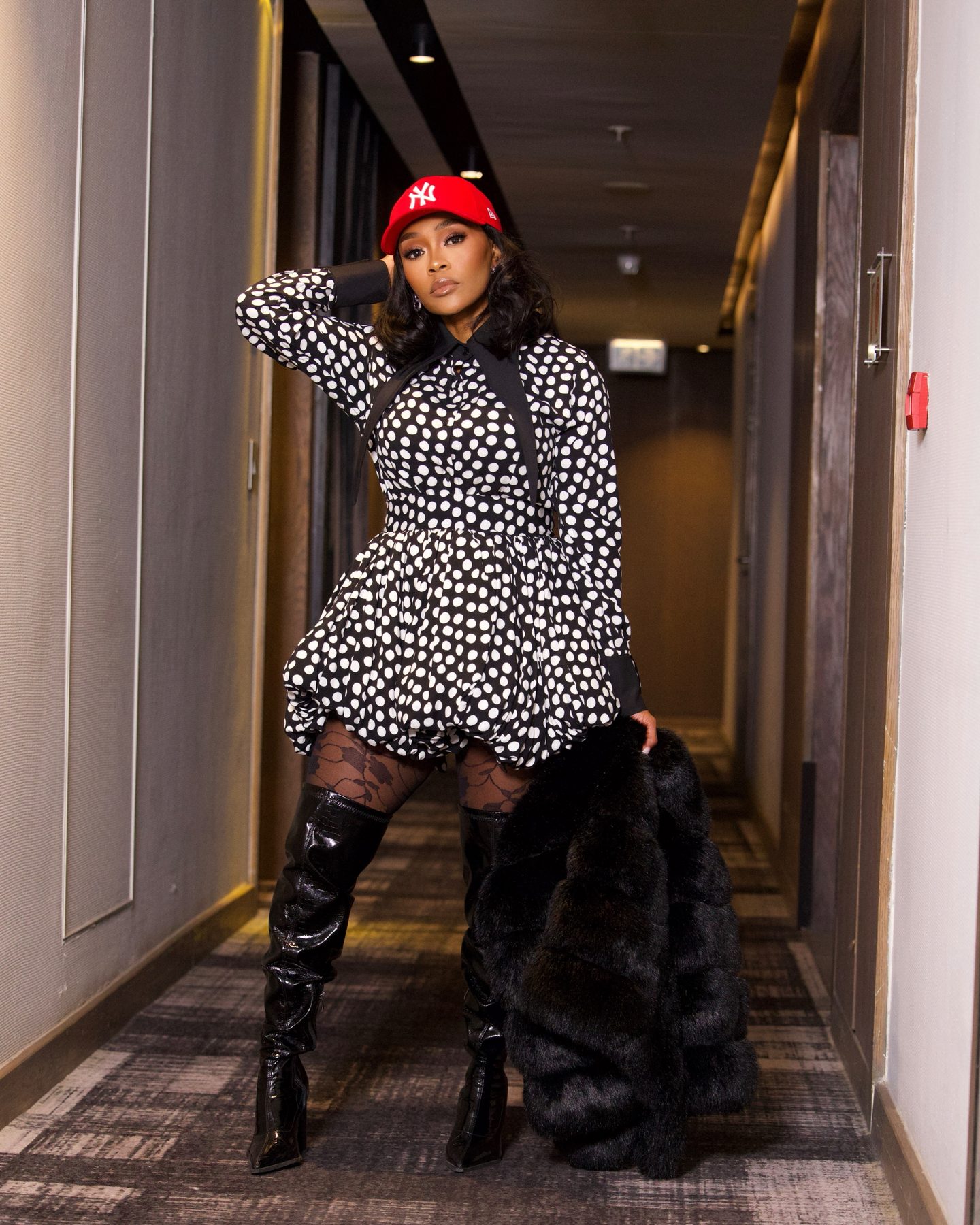 Polka dot statement mini dress